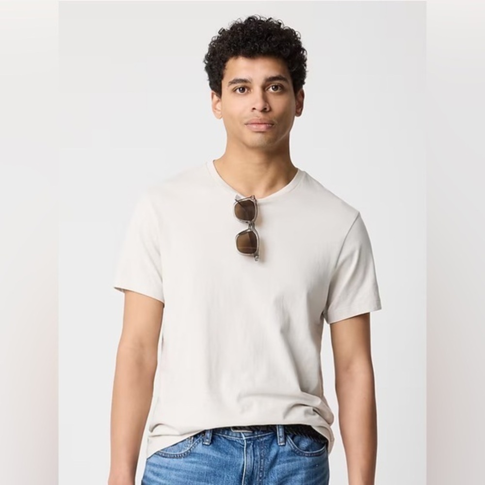 J Crew Factory Men's Cotton Washed Jersey Short Sleeve Tee Stone NWT XL #2190
